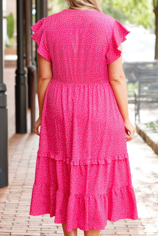 Curvy Polka Dot Pink Dress