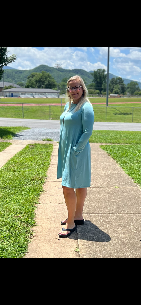 Dusty Teal Dress WITH Pockets