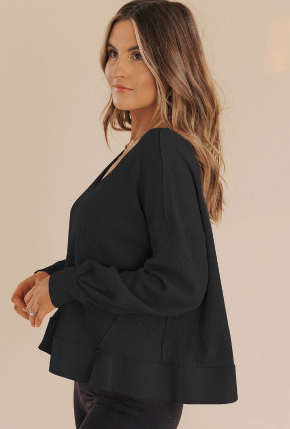 Back in Black Waffle Sweatshirt