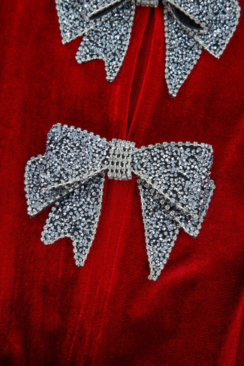 Evergreen Bowknot Decor High Waist Velvet Mini Dress