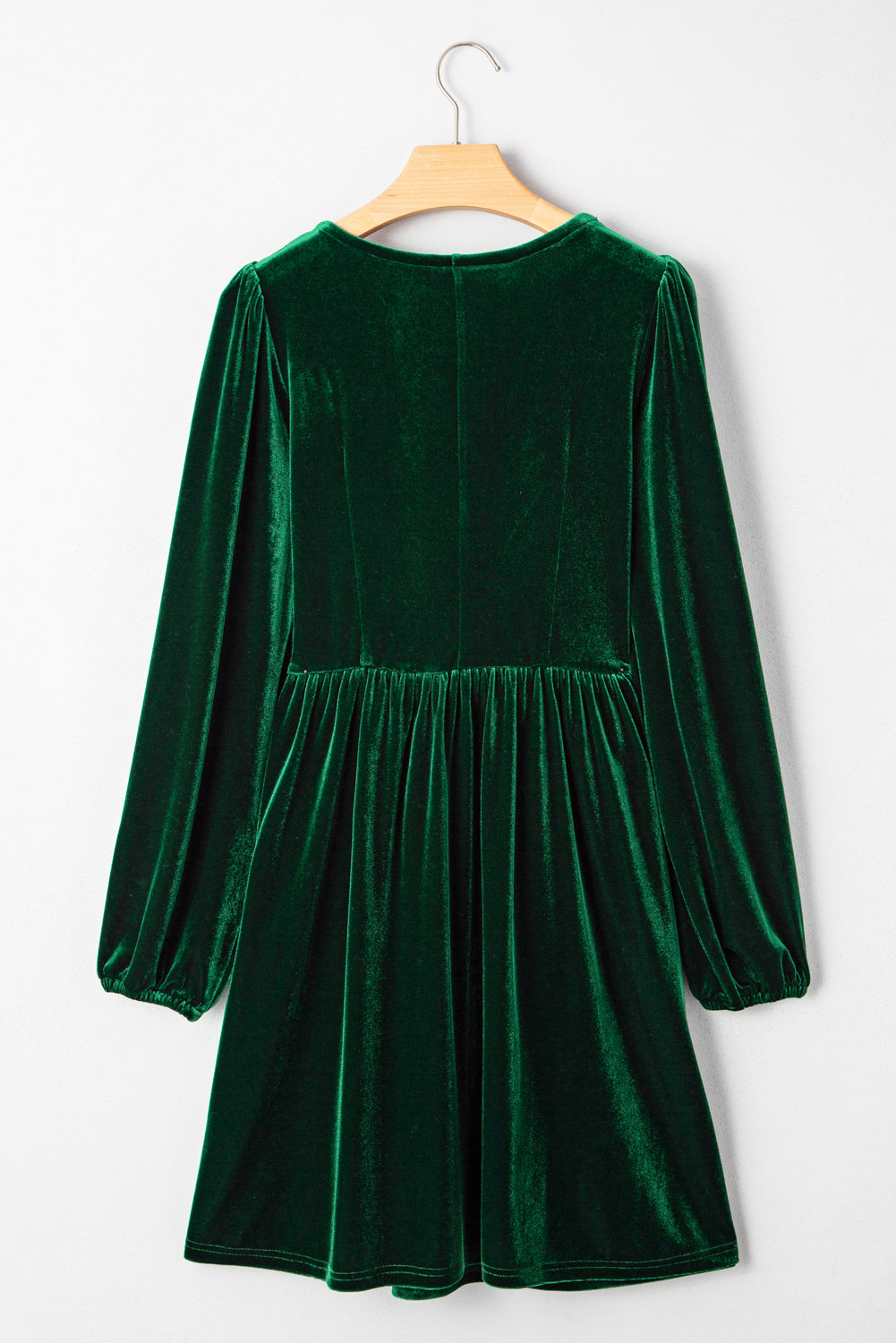 Evergreen Bowknot Decor High Waist Velvet Mini Dress