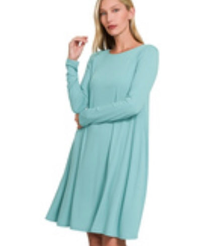 Dusty Teal Dress WITH Pockets