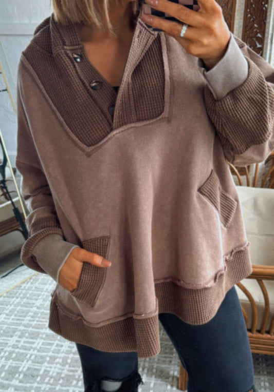 Curvy Waffle Hoodie Top