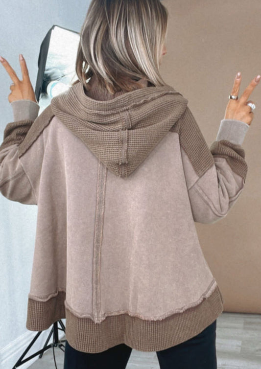 Curvy Waffle Hoodie Top