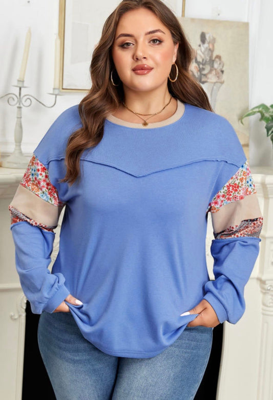 Curvy Floral Sleeve Top